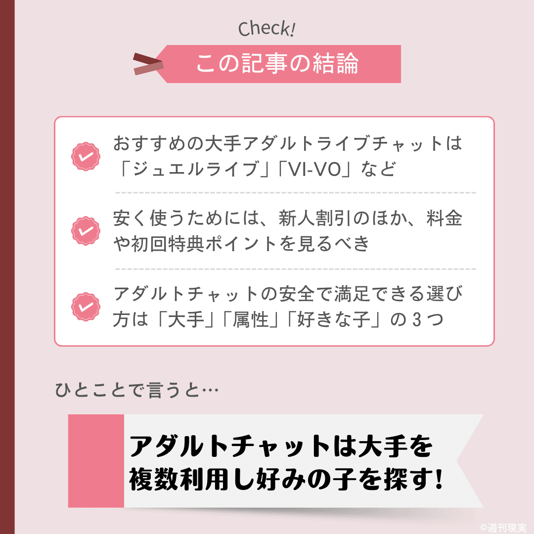 おすすめアダルトチャットについての結論